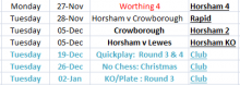 List of Horsham matches