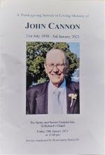 John Cannon Thanksgiving Service